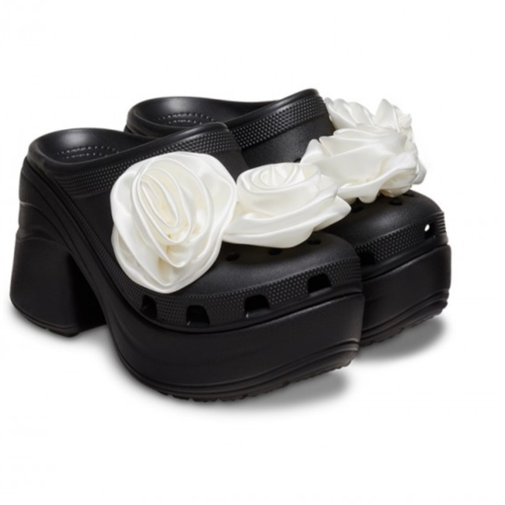 🌸NEW SIREN CLOG CROCS Rossette Black Women’s Size 8 With Tags. - Picture 3 of 11